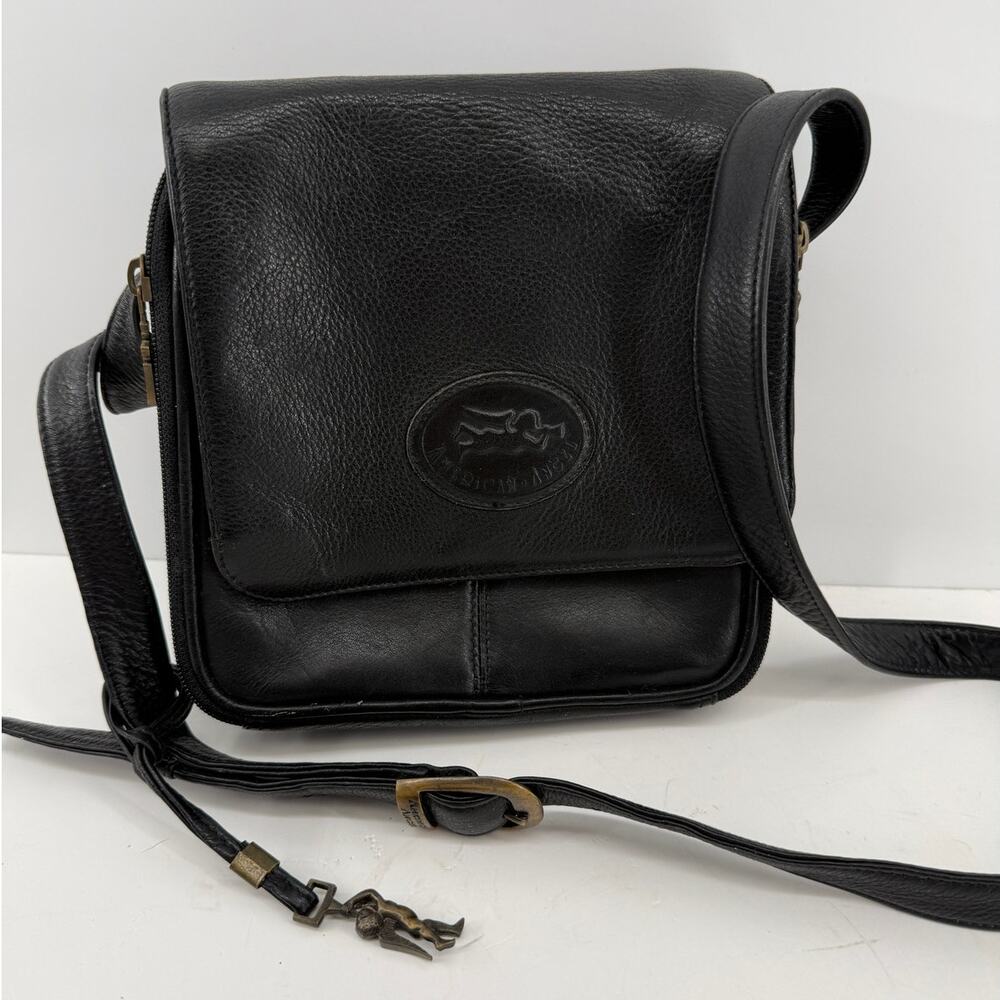 American Angel Genuine Leather Black Crossbody Organizer Shoulder Bag Satchel